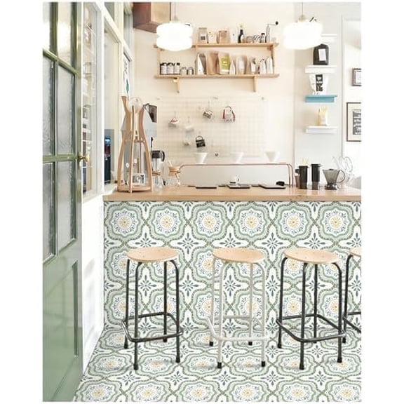 Peel and Stick Floor Tile, Self-Adhesive DIY Vinyl Flooring, Removable and  Tile Sticker for Bathroom, Kitchen, Wall, Fireplace (20PCS,11.8" x 11.8",Green)