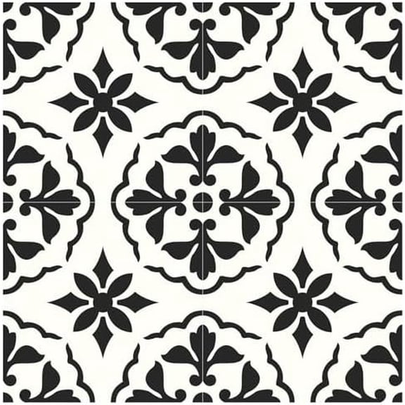 Peel and Stick Floor Tile, Self-Adhesive DIY Vinyl Flooring, Removable and Tile Sticker for Bathroom, Kitchen, Wall, Fireplace (20PCS,7.87" x 7.87", Black Retro Design)