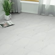 Peel and Stick Vinyl Floor Tile Vinyl Flooring 12" x 12" Waterproof Removable Flooring Tiles for Rentals Bathroom Kitchen, White and Grey Marble Look, 24Pcs