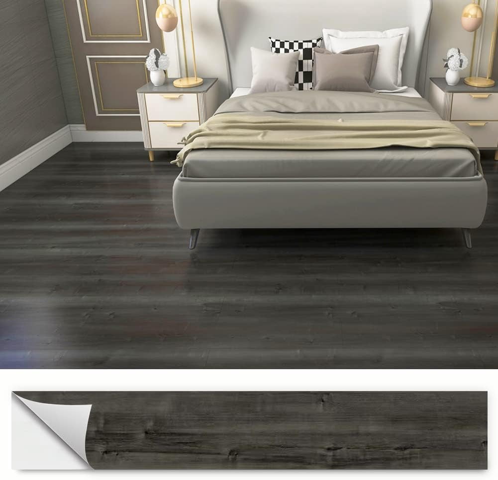 Peel and Stick Floor Tile, Vinyl Plank Flooring Wood Grain Look Flooring Self Adhesive and Waterproof Easy to Install for Any Room DIY 6''x36'' (10 PCS) 14.5 Sq.ft