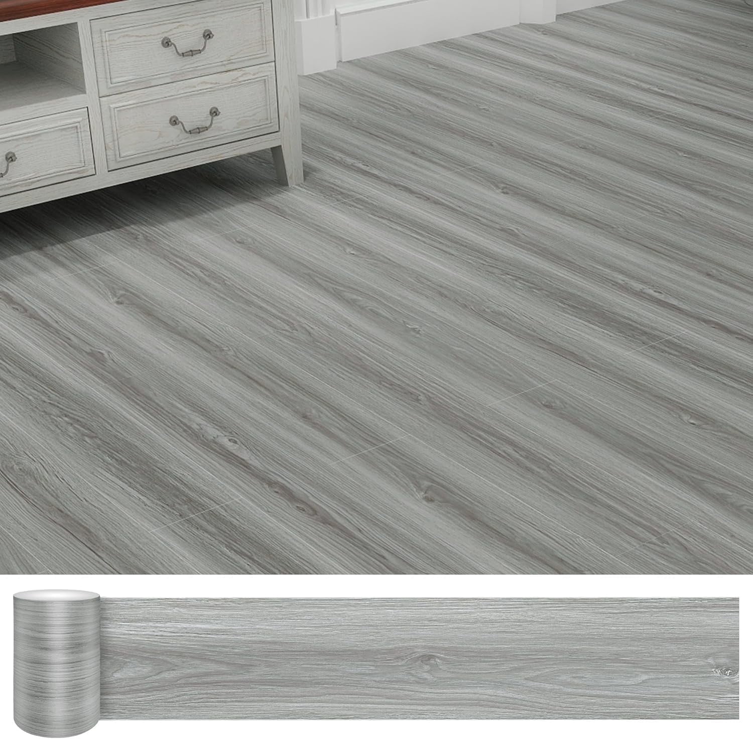 Peel and Stick Floor Tile Waterproof 36 Pack 54 Sq.Ft,(NO Sticky Residue Left)Wood Look Floor Tile, Self-Adhesive DIY Flooring Tiles for Bedroom,Waterproof Wood Plank Vinyl Tile Stickers, Living Room
