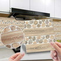 Peel and Stick Floor Tiles Verdsylv 20-Pack Wood Grain Tile Stickers, Self-Adhesive Peel and Stick Retro Brick Pattern Floor & Wall Decals for Diy Home Decoration, Waterproof, Wood Wall Decals, A