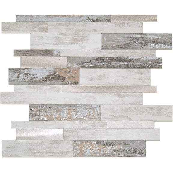 Peel and Stick Marble Backsplash Tile, 10 Sheets, Collage Marble with Printed Stone , Self-Adhesive Wall Tile for Kitchen, Bathroom, Fireplace, RV (11.8" x 14")