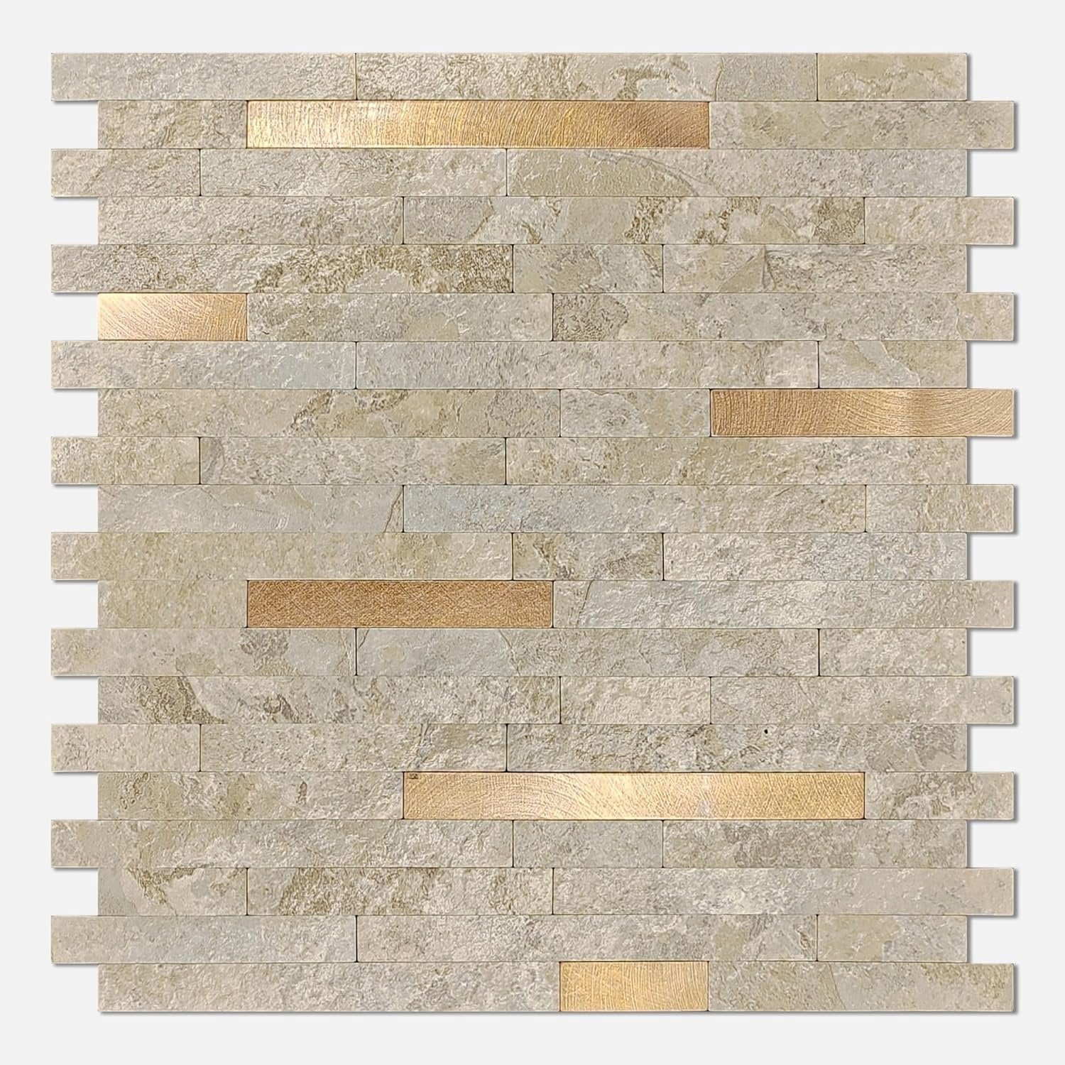 Peel and Stick Marble Backsplash Tile, 10 Sheets, Marble Stone Beige with  Golden Stripes, Self-Adhesive Wall Tile for Kitchen, Bathroom, Fireplace, RV (11.7" x 12.1")