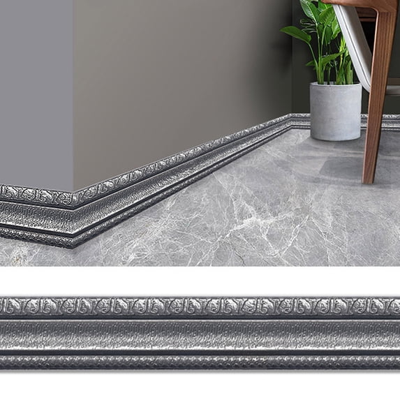 Peel and Stick Molding Trim, Self Adhesive Wall Baseboard, 3D Decorative Wall Border, 90.5”x3.1” PVC Foam Trim, Flexible Anti-Collision, Easy Install, for Home Office Hotel DIY Decoration