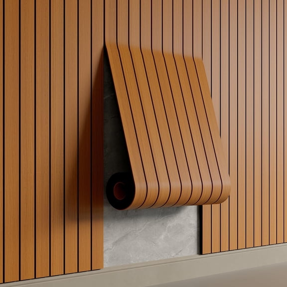 Peel and Stick PVC Slat Wall Panel 236"x15.75" Self-Adhesive Thick Faux Walnut Wood Grain Wallpaper Panel 3D Soundproof Wall Panels for Walls & Ceilings