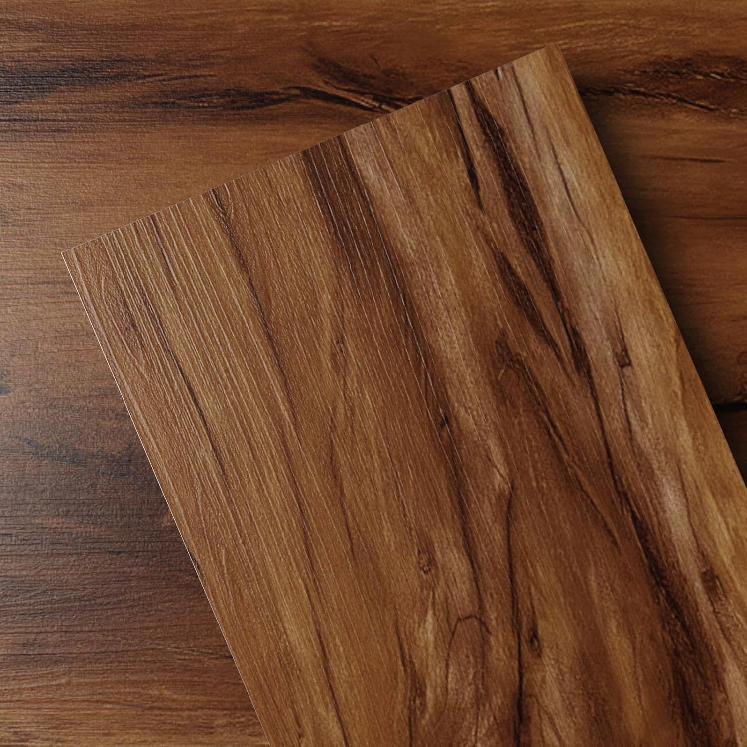 Peel and Stick Plank Flooring, 37-Pack (54 Sq.Ft) Luxury Vinyl Plank Flooring, Warm Brown, Self-Adhesive Flooring for Kitchen, Living Room, Bedroom, RV