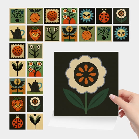 Peel and Stick Tile Stickers 24 PCS, Waterproof Floral Traditional Wall Decals, Removable Self Adhesive Backsplash Stickers for Kitchen Bathroom Decor, 4x4 Inch