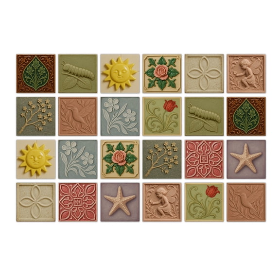 Peel and Stick Tile Stickers 24 PCS, Waterproof Floral Traditional Wall Decals, Removable Self Adhesive Backsplash Stickers for Kitchen Bathroom Decor, 4x4 Inch