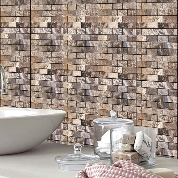 Peel Stick Tile Stickers Self Adhesive, QQZ Heat Resistant Easy Clean Kitchen Bathroom Wall Decor, 11.8x11.8 Inch Waterproof Removable Backsplash Tiles for Countertop