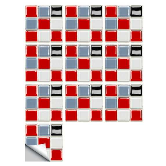 Peel and Stick Tiles Verdsylv 10-Piece Self-Adhesive Mosaic Tile Stickers, Peel and Stick Glitter Wall Decals for Bathrooms, Kitchen Backsplashes, and Furniture Upgrades, Kitchen Backsplash Tiles, D