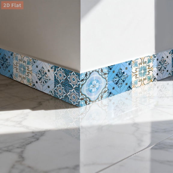 Peel and Stick Vintage Mandala Tile Border Wallpaper, 3.9*118 Inches Self Adhesive Floral Moroccan Tile Sticker,Waterproof Removable Decorative Wall Border for Kitchen Bathroom Skirting Line