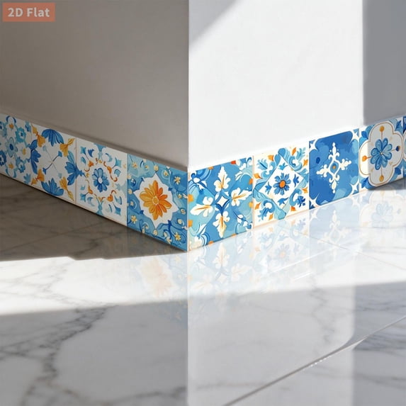 Peel and Stick Vintage Mandala Tile Border Wallpaper, 3.9*118 Inches Self Adhesive Floral Moroccan Tile Sticker,Waterproof Removable Decorative Wall Border for Kitchen Bathroom Skirting Line