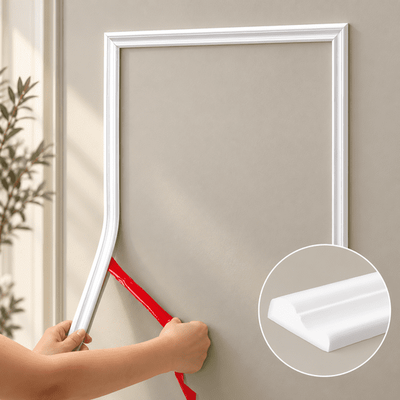 THDFTDT Peel and Stick Wall Molding, Flexible Self-Adhesive, 9.8 ft x 1.3 in, white