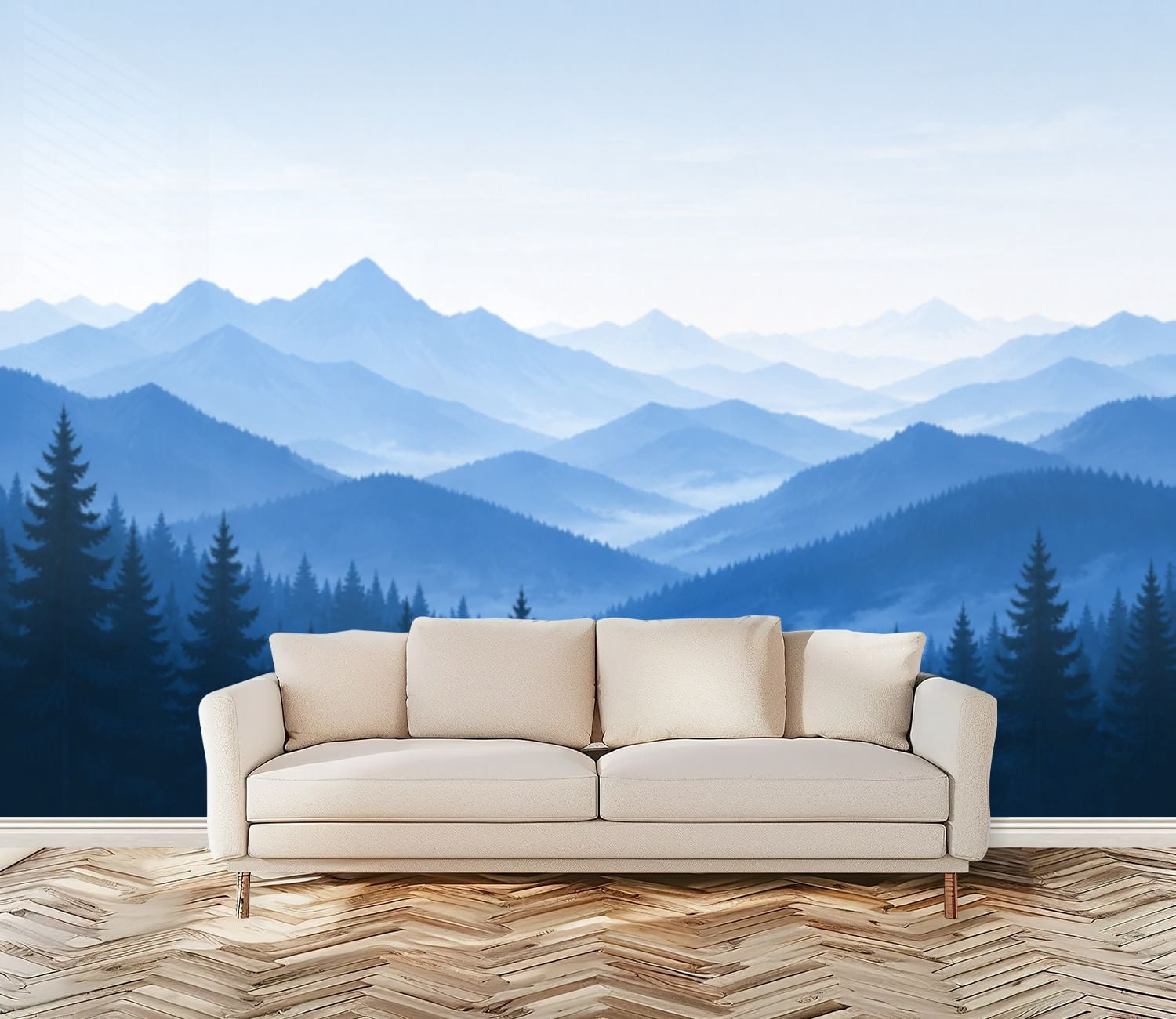 Peel and Stick Wall Mural Mountain Pine Forest Large Self Adhesive ...