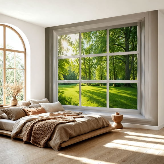 Peel and Stick Wall Mural Sunlit View Fake Window Large Self Adhesive Wallpaper Vinyl Accent Removable Modern Wall Decor for Bedroom Living Room 69" x 96"