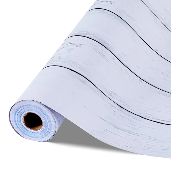 White Wood Textured Peel and Stick Wallpaper - 17.7" x 472.4" Waterproof Self-Adhesive Vinyl Roll - Easy to Clean Contact Paper