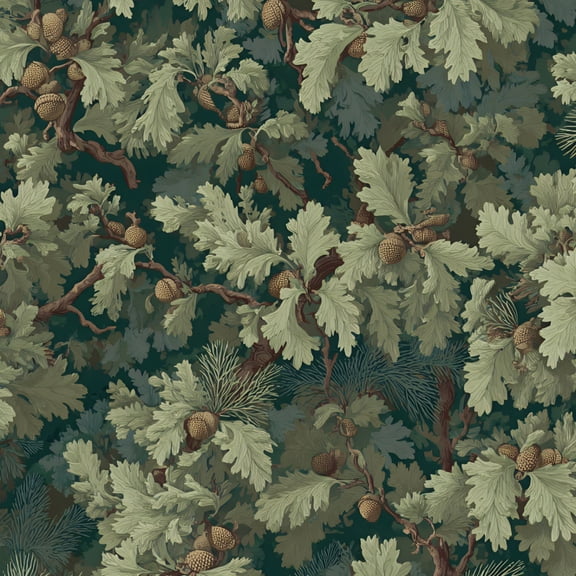 Peel and Stick Wallpaper 17.7in x 118in Oak Tree Pine Branches Acorns Detailed Botanical Contact Paper Removable Self Adhesive Wall Mural Wall Decor for Bedroom Kitchen Cabinets