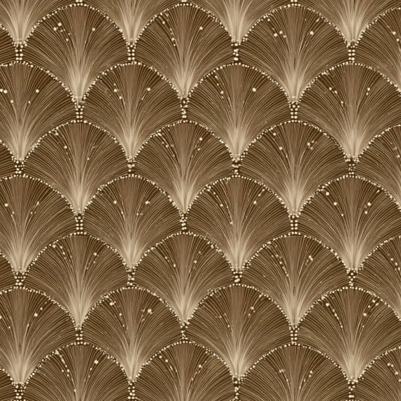 Peel and Stick Wallpaper 17.7in x 9.8ft Art Geometric Fan Gold Beige Scallop Arches Contact Paper Vinyl Waterproof Self Adhesive Wall Paper for Bedroom Shelf Cabinet Renter Friendly