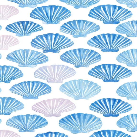 Peel and Stick Wallpaper 17.7in x 9.8ft Blue Purple Seashell White marine life ocean Contact Paper Vinyl Waterproof Self Adhesive Wall Paper for Bedroom Shelf Cabinet Renter Friendly