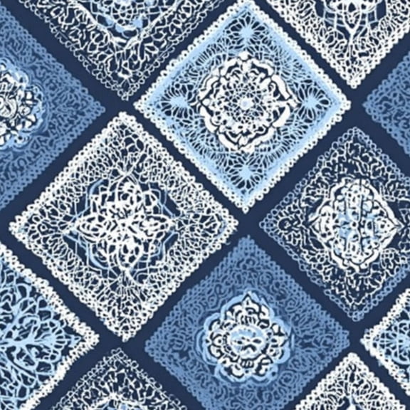 Peel and Stick Wallpaper 17.7in x 9.8ft Blue White Floral Lace Intricate Designs Dark Contact Paper Vinyl Self-Adhesive Removable Wall Paper for Bedroom Kitchen Cabinet Décor Renter Friendly