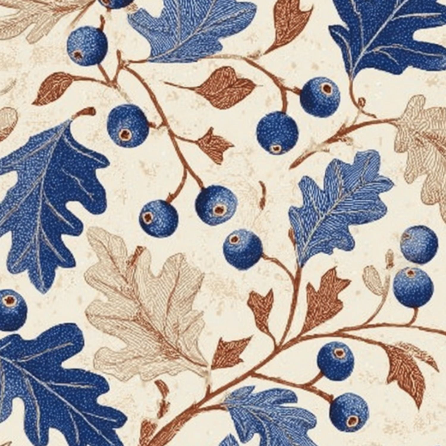 Peel and Stick Wallpaper 17.7in x 9.8ft Blueberry Oak Leaf Botanical Beige Contact Paper Vinyl Self-Adhesive Removable Wall Paper for Bedroom Nursery Bathroom Renter Friendly