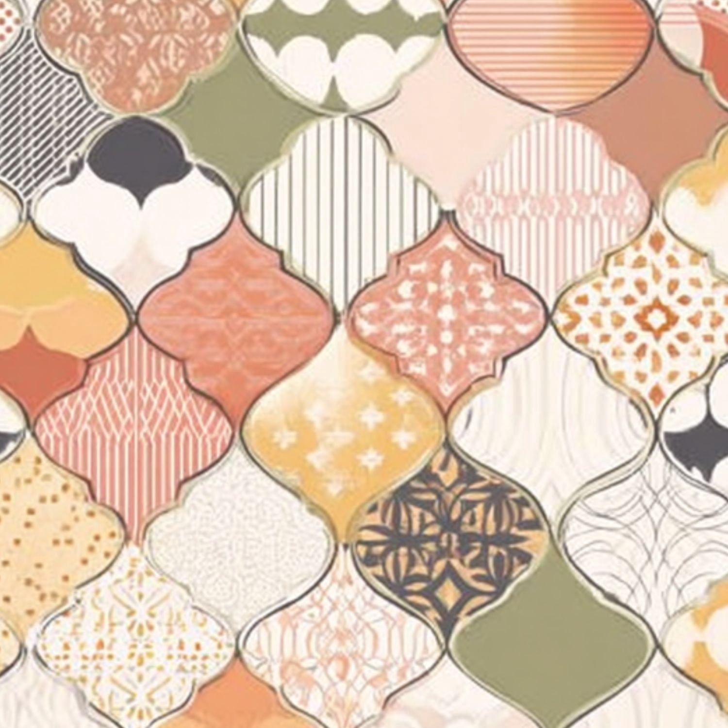 Peel and Stick Wallpaper 17.7in x 9.8ft Bohemian Moroccan Tile Muted Earth Tones Intricate Designs Contact Paper Vinyl Self-Adhesive Removable Wall Paper for Bedroom Bathroom Renter Friendly