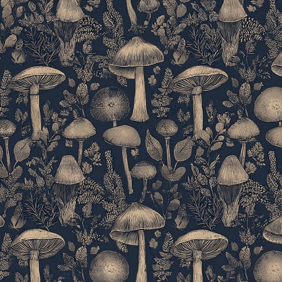 Peel and Stick Wallpaper 17.7in x 9.8ft Botanical Mushroom Foliage Flora Neutral Contact Paper Vinyl Waterproof Self Adhesive Wall Paper for Bedroom Shelf Cabinet Renter Friendly