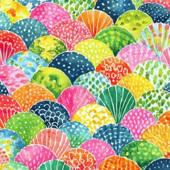 Peel and Stick Wallpaper 17.7in x 9.8ft Colorful Abstract Scallop Vibrant Watercolor Tones Contact Paper Vinyl Self-Adhesive Removable Wall Paper for Bedroom Bathroom Renter Friendly