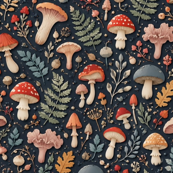 Peel and Stick Wallpaper 17.7in x 9.8ft Colorful Botanical Mushroom Foliage Dark Contact Paper Vinyl Waterproof Self Adhesive Wall Paper for Bedroom Shelf Cabinet Renter Friendly