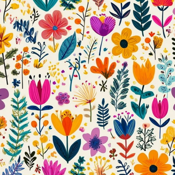 Peel and Stick Wallpaper 17.7in x 9.8ft Colorful Hand Drawn Floral Vibrant Flowers Leaves Light Contact Paper Vinyl Self-Adhesive Removable Wall Paper for Bedroom Kitchen Cabinet Renter Friendly