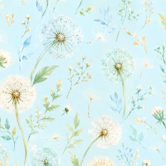 Peel and Stick Wallpaper 17.7in x 9.8ft Dandelion Heads Soft Turquoise Watercolor Botanical Contact Paper DIY Self Adhesive Removable Wallpaper for Bedroom Cabinets Decor