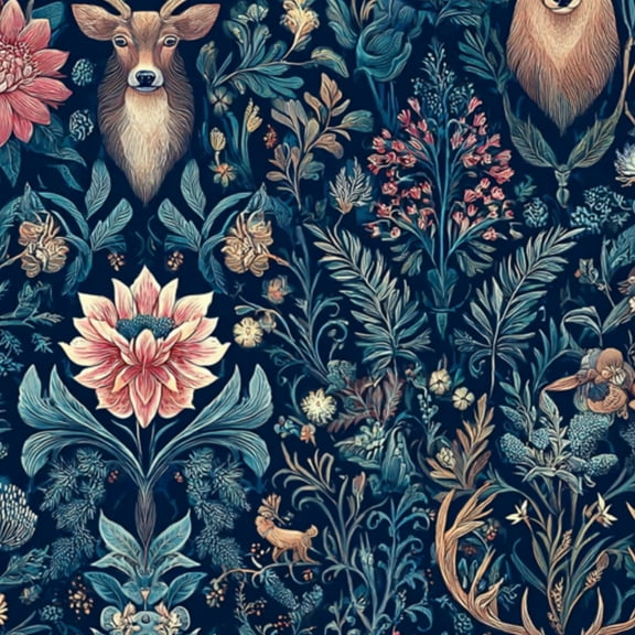 Peel and Stick Wallpaper 17.7in x 9.8ft Dark Academia Botanical Floral Deer Seamless Contact Paper Vinyl Self-Adhesive Removable Wall Paper for Bedroom DIY Home Decor Renter Friendly