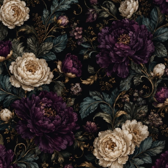 Peel and Stick Wallpaper 17.7in x 9.8ft Dark Floral Arrangement Peonies Roses Black Contact Paper Vinyl Waterproof Self Adhesive Wall Paper for Bedroom Shelf Cabinet Renter Friendly