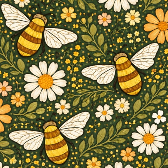 Peel and Stick Wallpaper 17.7in x 9.8ft Dark Green Floral Bee Mosaic Farmhouse Contact Paper Vinyl Waterproof Self Adhesive Wall Paper for Bedroom Shelf Cabinet Renter Friendly