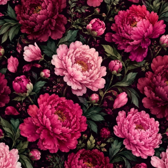 Peel and Stick Wallpaper 17.7in x 9.8ft Dark Romantic Peony Bouquet Deep Red Pink Flowers Black Contact Paper Vinyl Waterproof Self Adhesive Wall Paper for Bedroom Shelf Cabinet