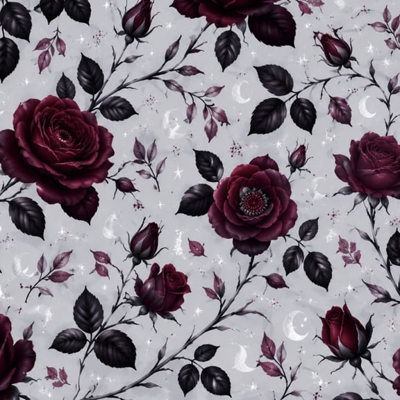 Peel and Stick Wallpaper 17.7in x 9.8ft Dark Vintage Roses Maroon Flowers Black Leaves Gray Contact Paper Vinyl Waterproof Self Adhesive Wall Paper for Bedroom Shelf Cabinet Renter Friendly