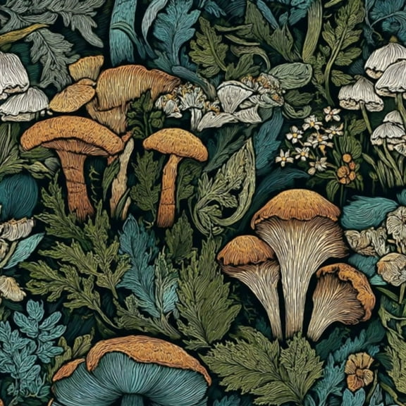 Peel and Stick Wallpaper 17.7in x 9.8ft Detailed Mushrooms Wild Plants Vibrant Colors Organic Contact Paper Vinyl Self-Adhesive Removable Wall Paper for Bedroom Kitchen Cabinet Renter Friendly