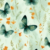 Peel and Stick Wallpaper 17.7in x 9.8ft Elegant Butterflies Orange Wildflowers Soft Green Contact Paper Vinyl Waterproof Self Adhesive Wall Paper for Bedroom Shelf Cabinet Renter Friendly