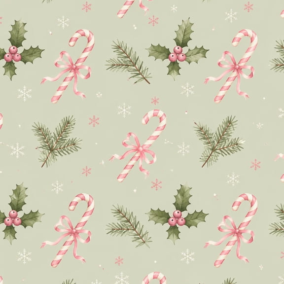 Peel and Stick Wallpaper 17.7in x 9.8ft Festive Candy Canes Holly Leaves Pine Branches Contact Paper Vinyl Waterproof Self Adhesive Wall Paper for Bedroom Christmas Decor