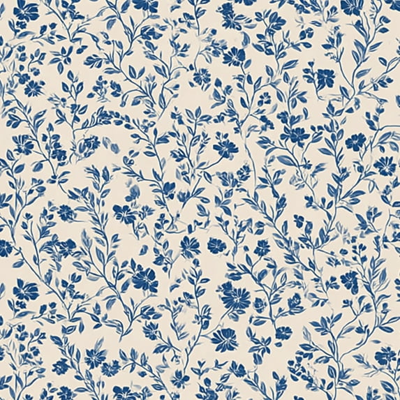 Peel and Stick Wallpaper 17.7in x 9.8ft Floral Blue Flowers Green Leaves Beige Contact Paper Vinyl Waterproof Self Adhesive Wall Paper for Bedroom Shelf Cabinet Renter Friendly