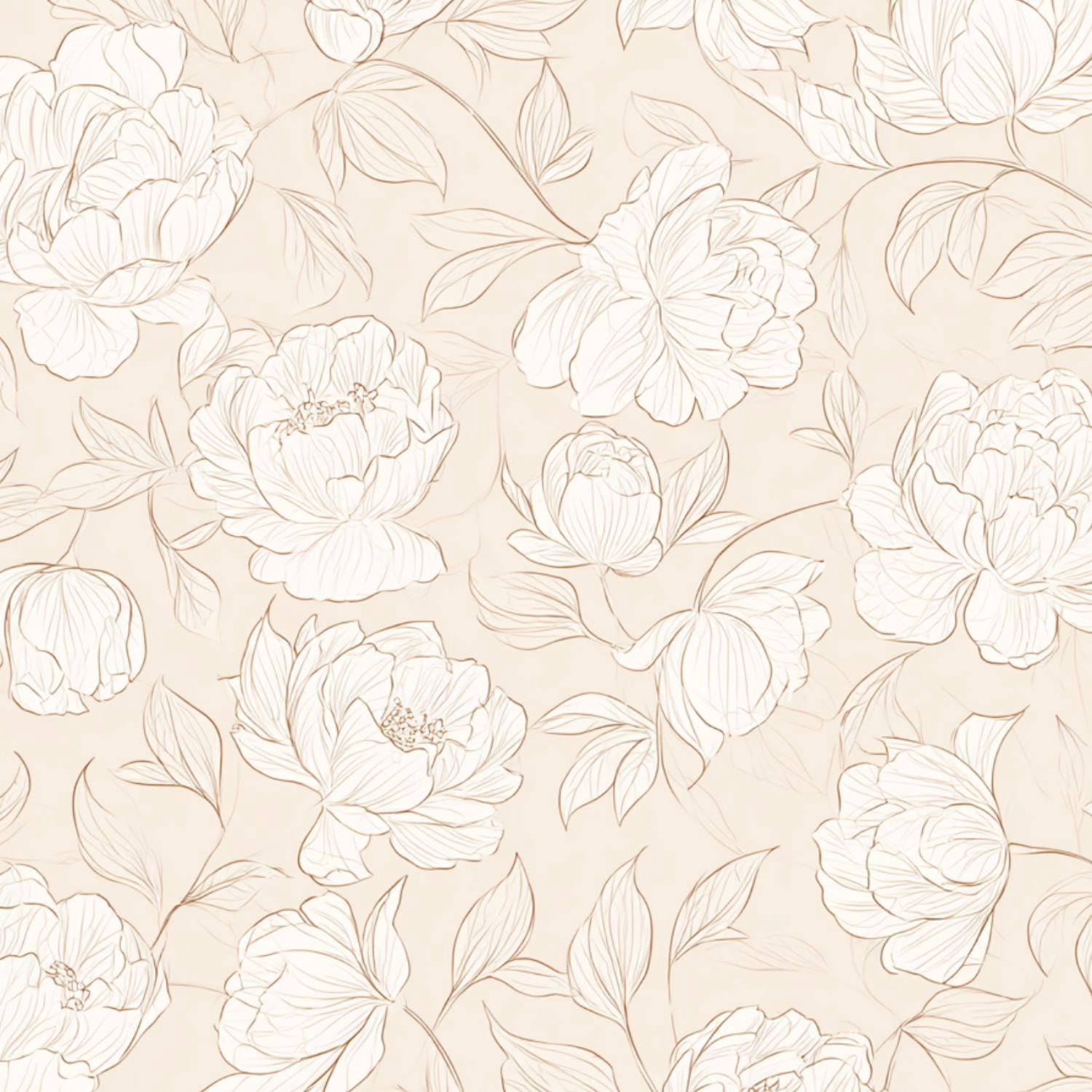 Peel and Stick Wallpaper 17.7in x 9.8ft Floral Line Art Seamless Soft Beige Elegant Contact Paper Vinyl Waterproof Self Adhesive Wall Paper for Bedroom Shelf Cabinet Renter Friendly