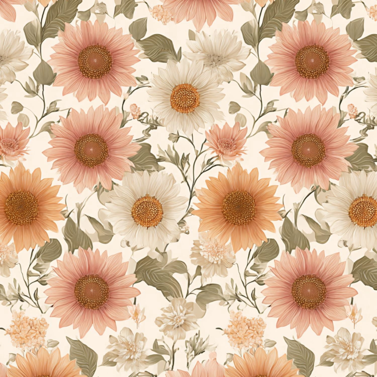 Peel and Stick Wallpaper 17.7in x 9.8ft Floral Sunflowers Pastel Daisies Vintage Contact Paper Vinyl Waterproof Self Adhesive Wall Paper for Bedroom Shelf Cabinet Renter Friendly