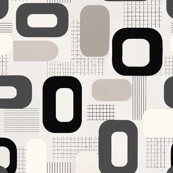 Peel and Stick Wallpaper 17.7in x 9.8ft Geometric Oval Shapes Monochrome Palette Grid Details Contact Paper Vinyl Waterproof Self Adhesive Wall Paper for Bedroom Shelf Cabinet Renter Friendly