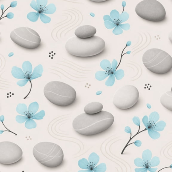 Peel and Stick Wallpaper 17.7in x 9.8ft Gray Zen Teal Floral Black White Zen Stone Sand Pebble Contact Paper Vinyl Waterproof Self Adhesive Wall Paper for Bedroom Shelf Cabinet Renter Friendly