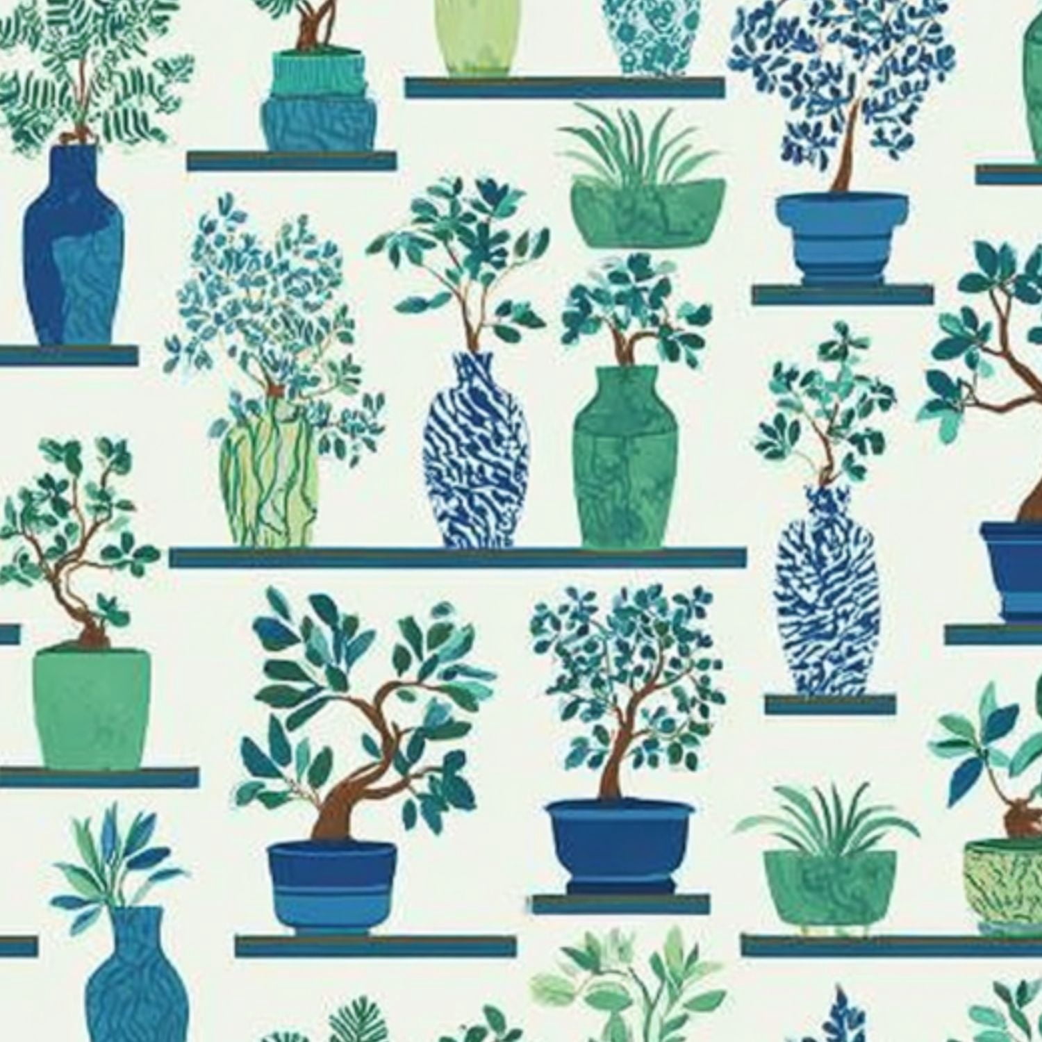 Peel and Stick Wallpaper 17.7in x 9.8ft Greenery Botanical Vases Stylized Plants Florals Contact Paper Vinyl Self-Adhesive Removable Wall Paper for Bedroom DIY Home Decor Renter Friendly