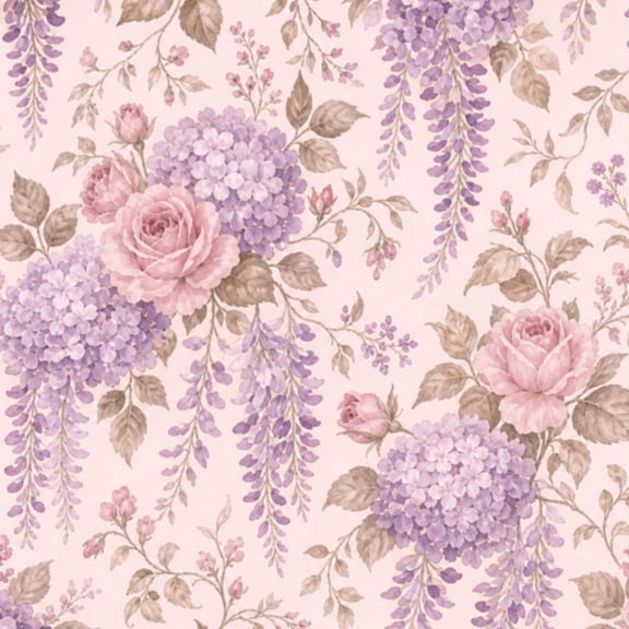 Peel and Stick Wallpaper 17.7in x 9.8ft Hanging Pink Purple Floral Watercolor Bouquet Leaves Wisteria Vines Contact Paper DIY Self Adhesive Removable Wallpaper for Bedroom Cabinets Decor