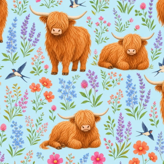 Peel and Stick Wallpaper 17.7in x 9.8ft Highland Cow Field Colorful Flowers Birds Sky Contact Paper Vinyl Waterproof Self Adhesive Wall Paper for Bedroom Shelf Cabinet Renter Friendly