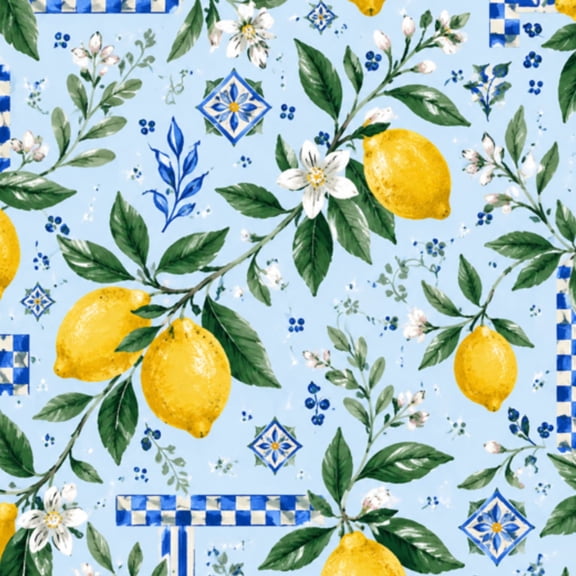 Peel and Stick Wallpaper 17.7in x 9.8ft Lemons Green Leaves Blue Striped Border Fresh Citrus Botanical Contact Paper Vinyl Waterproof Self Adhesive Wall Paper for Bedroom Shelf Cabinet