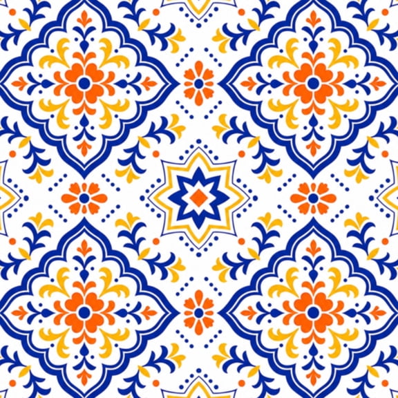 Peel and Stick Wallpaper 17.7in x 9.8ft Mexican talavera ceramic tile Ethnic folk ornament Italian Contact Paper Vinyl Waterproof Self Adhesive Wall Paper for Bedroom Shelf Cabinet